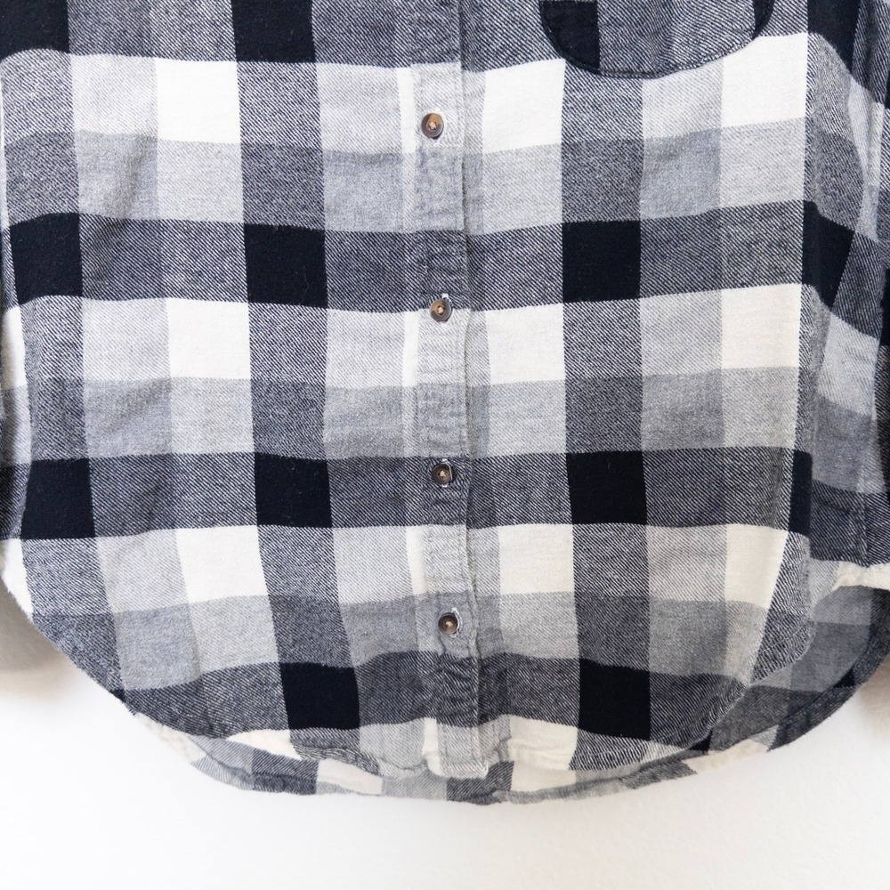 Hollister‎ Womens Plaid Flannel Shirt S Black White Button Down Western Layering - Picture 4 of 7